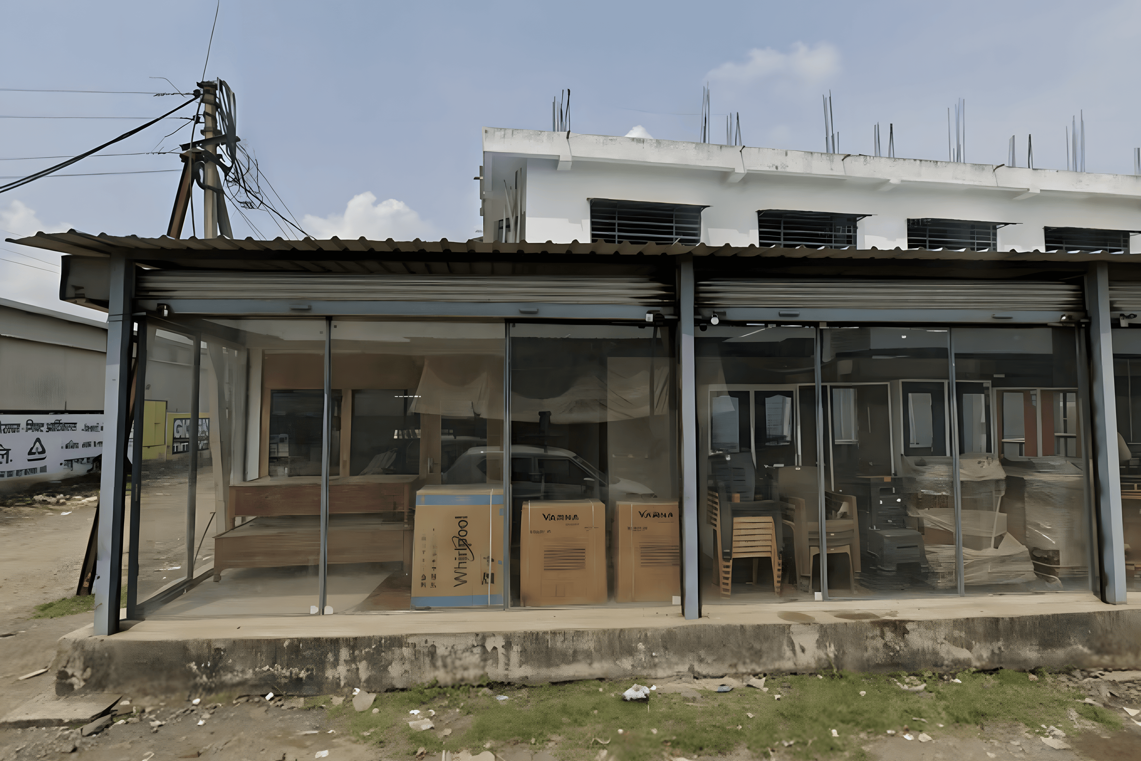 GOKUL Showroom exterior — glass front with plants, Nagpur